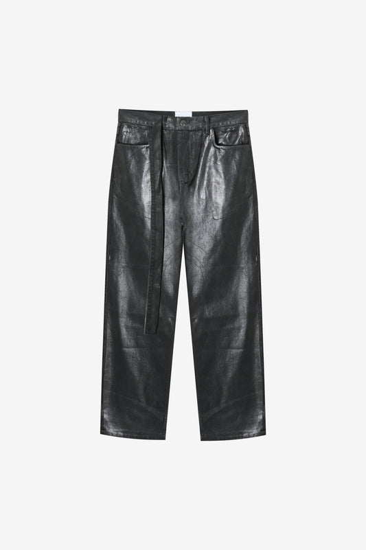 Waxed Denim Pants Black