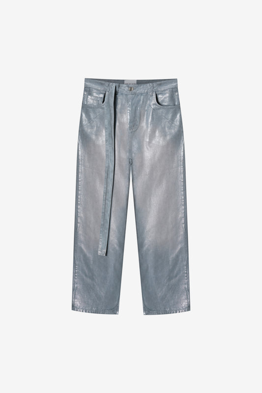 Waxed Denim Pants Blue