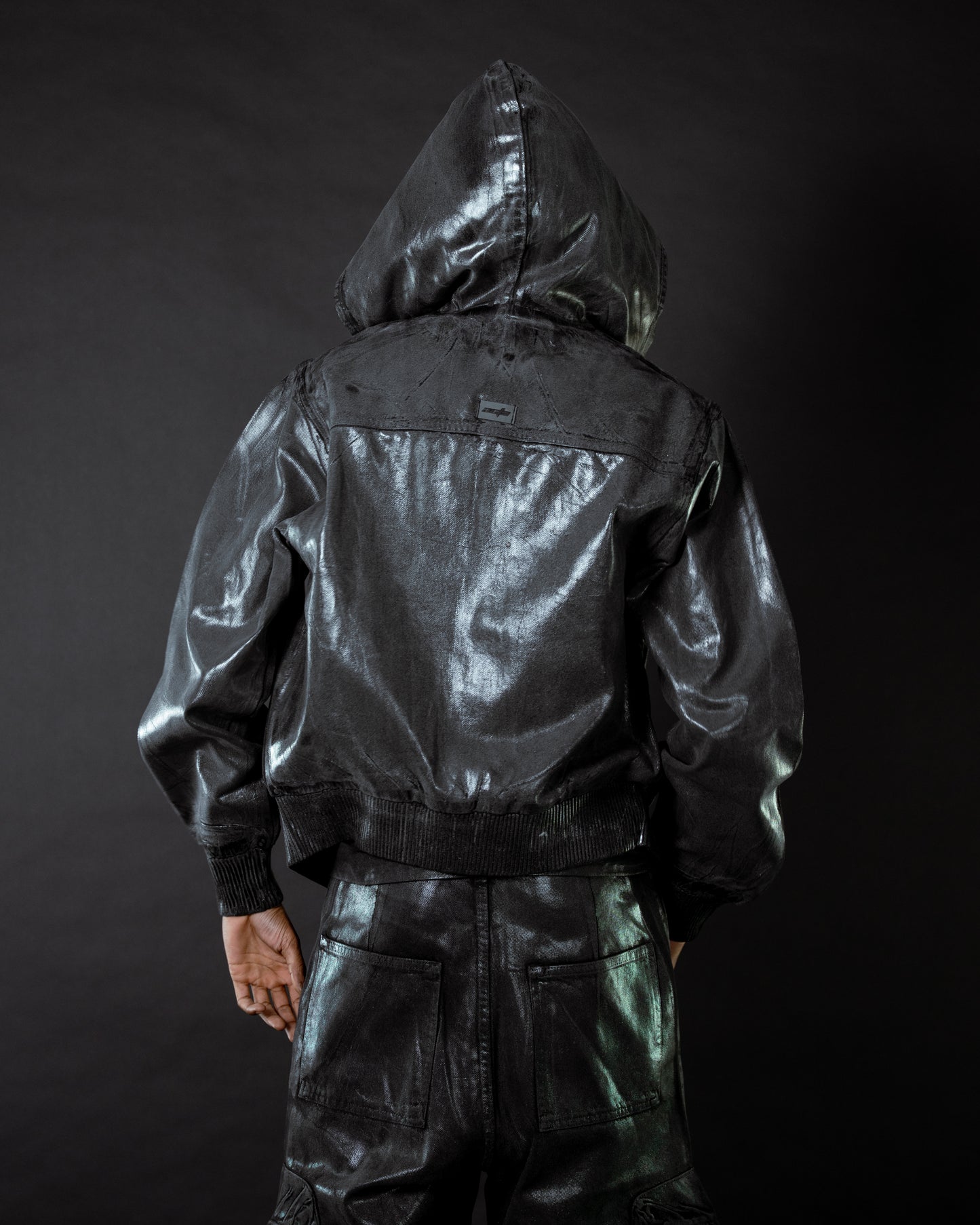 Waxed Denim Bomber Jacket Grey