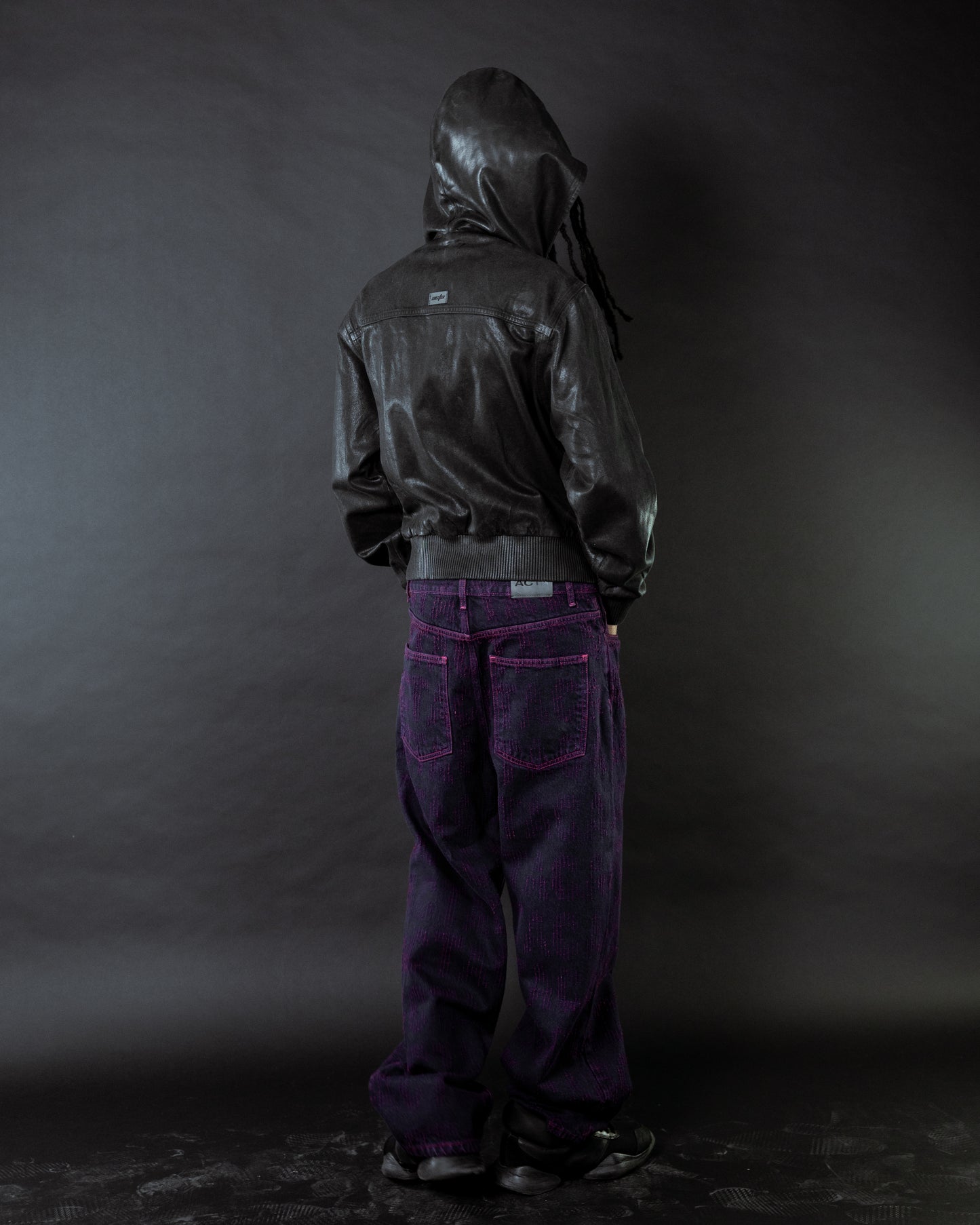 Waxed Denim Bomber Jacket Black