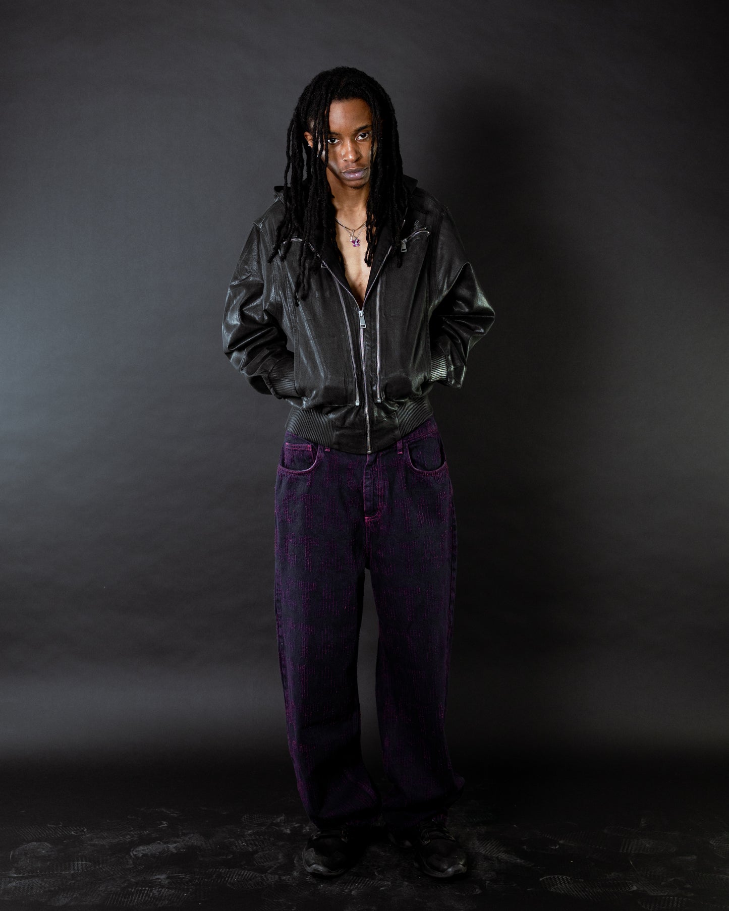 Waxed Denim Bomber Jacket Black