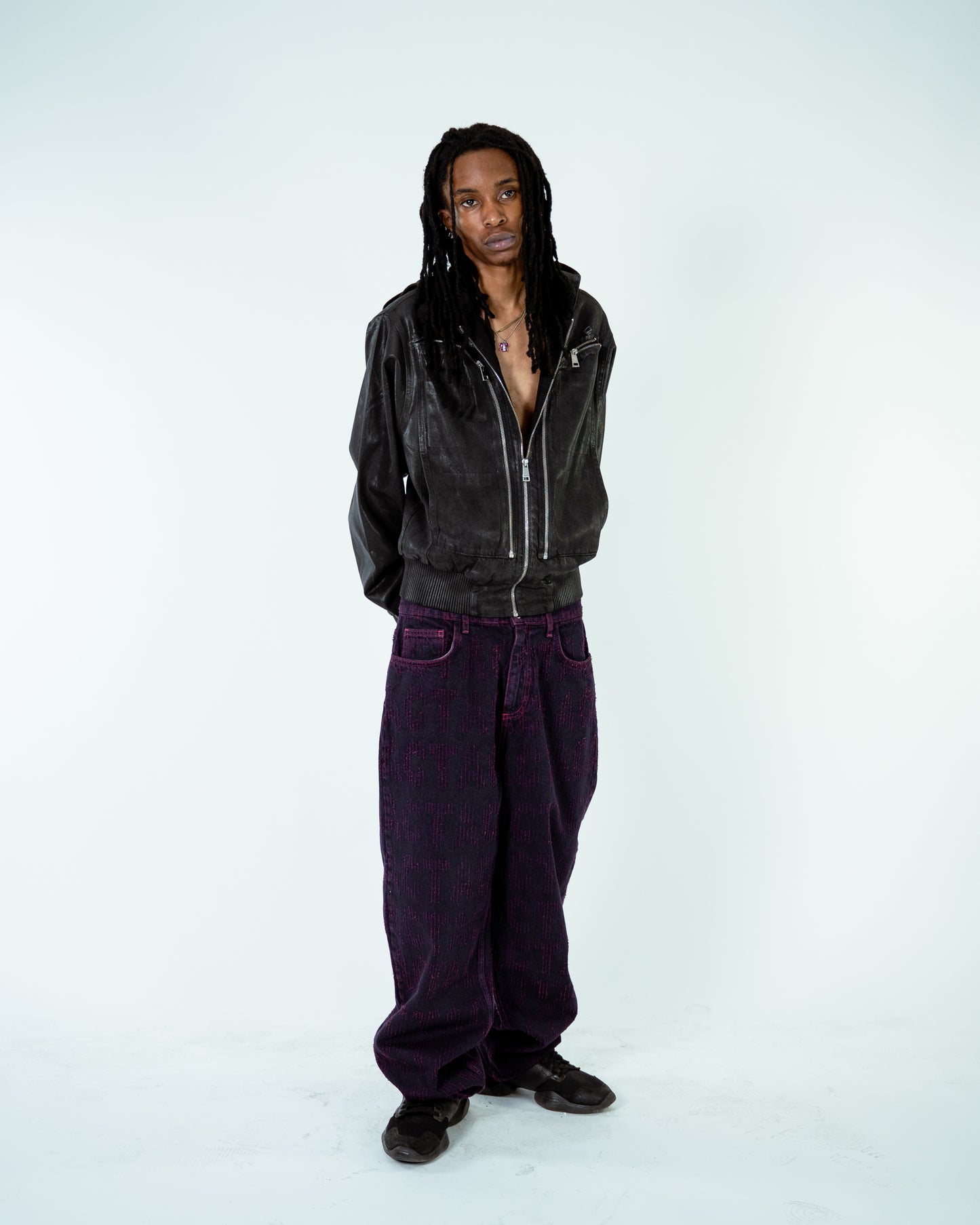 Waxed Denim Bomber Jacket Black