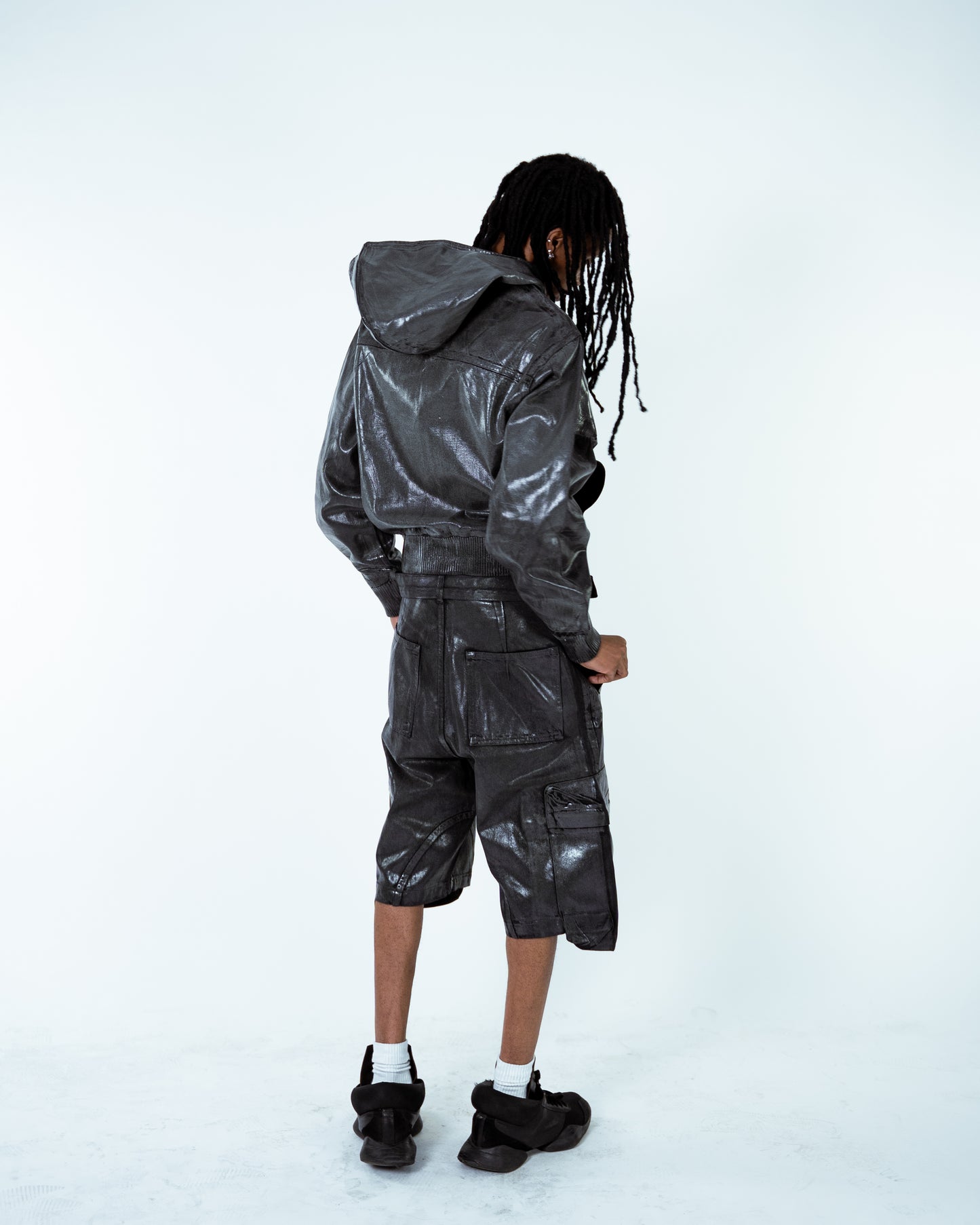 Waxed Denim Bomber Jacket Grey