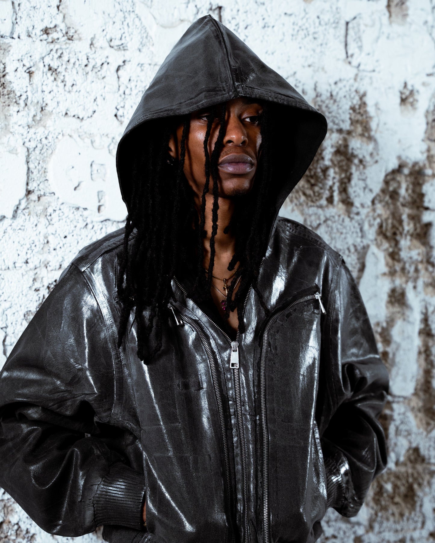 Waxed Denim Bomber Jacket Grey