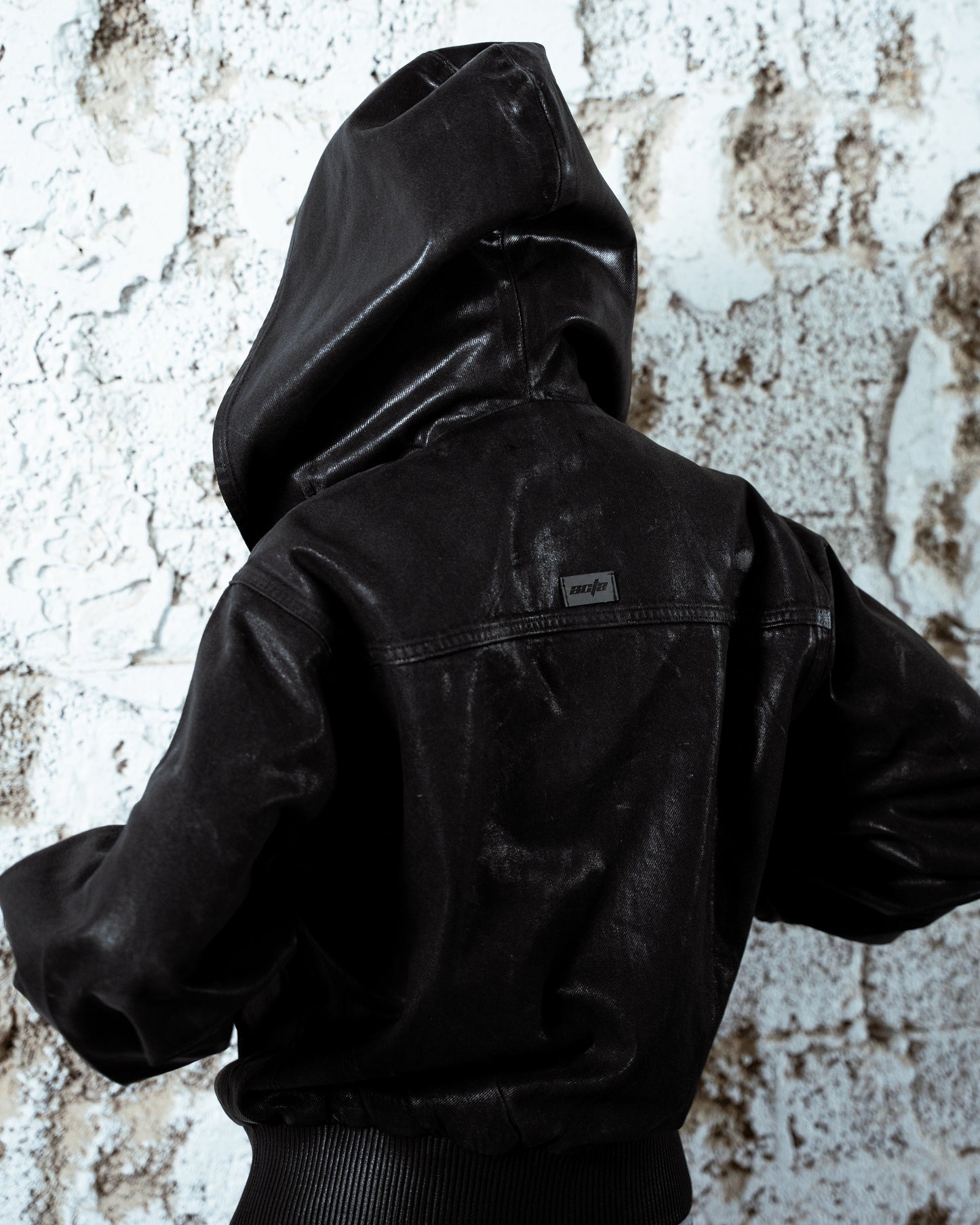 Waxed Denim Bomber Jacket Black