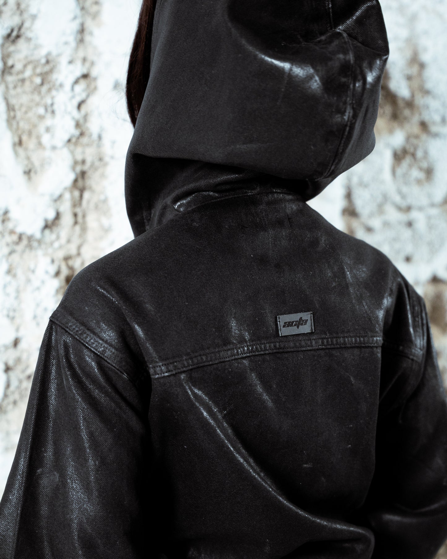 Waxed Denim Bomber Jacket Black